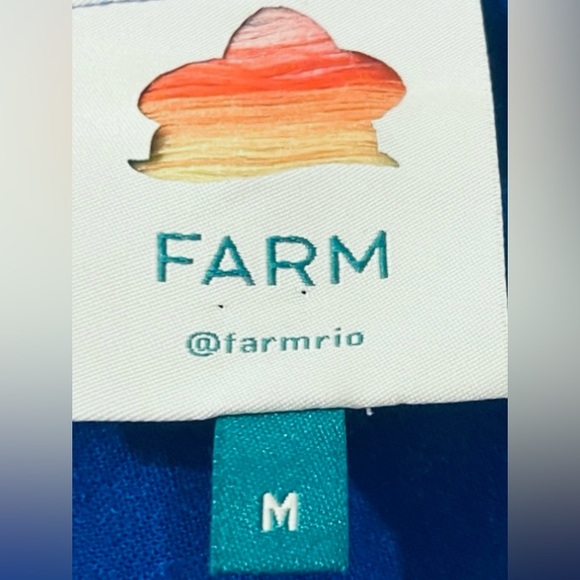 Farm Rio Ondina Linen blend Midi Dress with Cutout Waist in Blue & White Size M - Picture 10 of 13